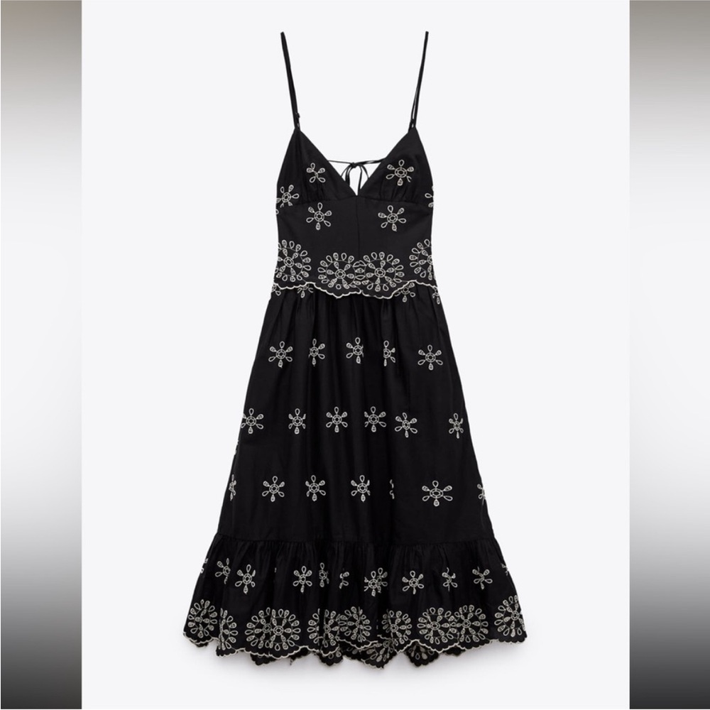 Zara embroidered midi dress